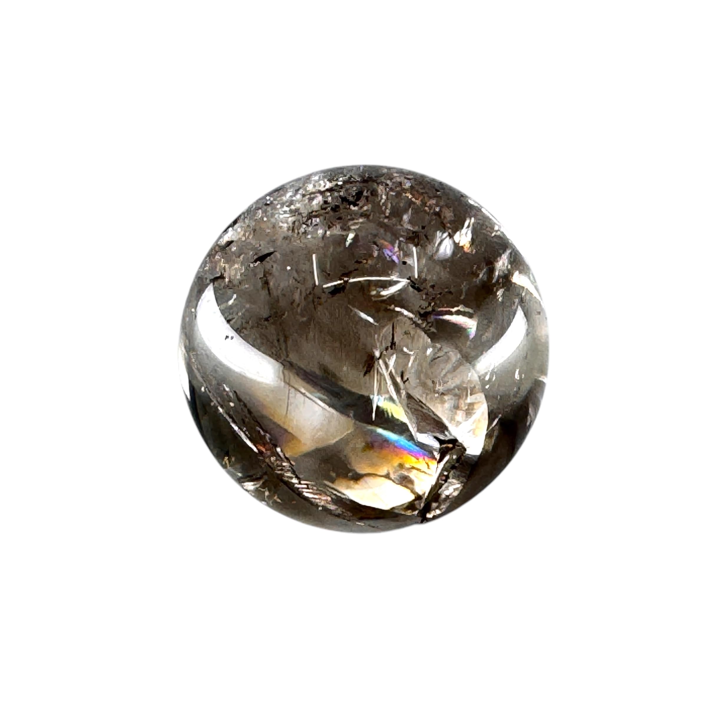 [Дар Богов] Радужный Натуральный Серый Хрустальный Шар [Хрустальный Шар] Ирис Дымчатый Кварц, Прибл.. 25мм-30мм [Бразильский]
