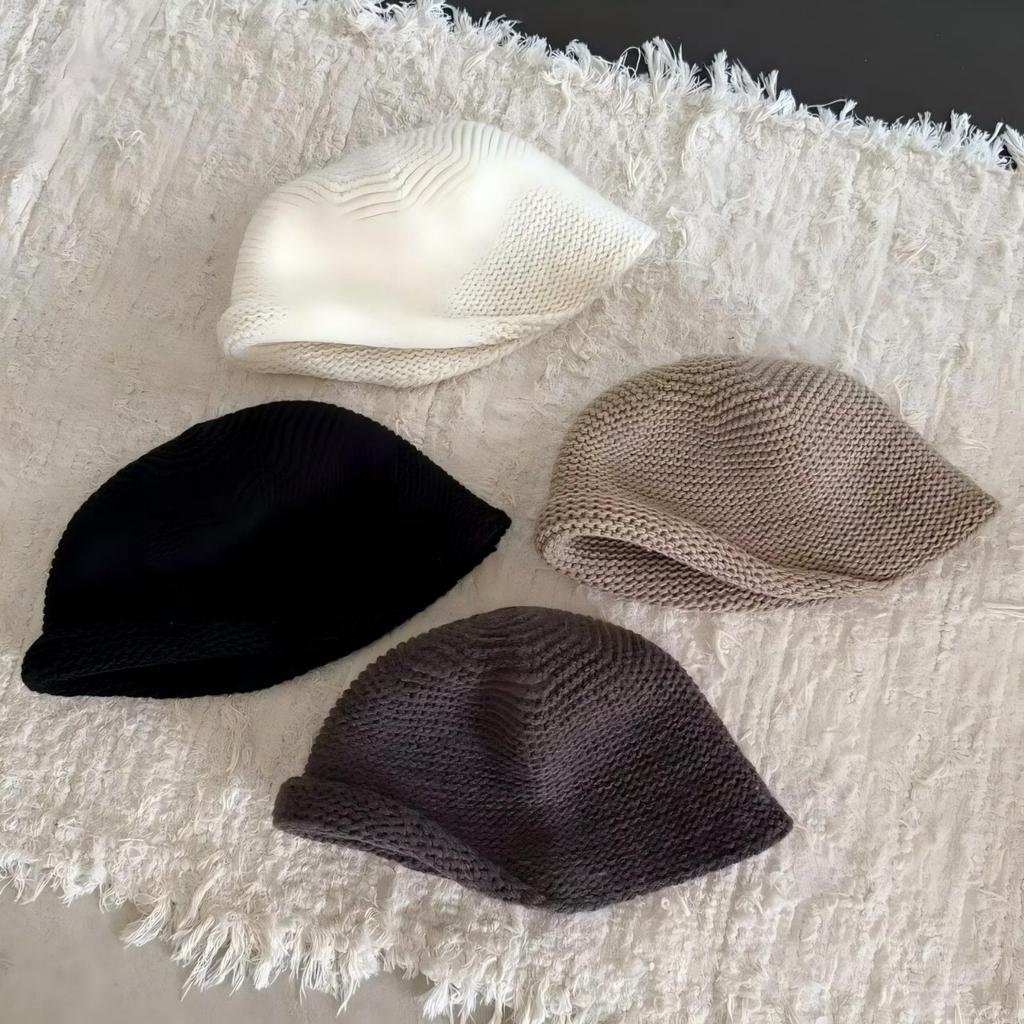 Wool Knitted Rolled-edge Bucket Hat For Women, Winter Warm Fisherman Hat, Large Head Circumference Wool Basin Hat