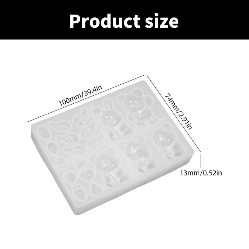 Harzformen für Schlüsselanhänger mit Bär und Kaninchen, Silikonform für Anhänger, Schmuckherstellungsformen zum Basteln von Kristall-Epoxid-Projekten