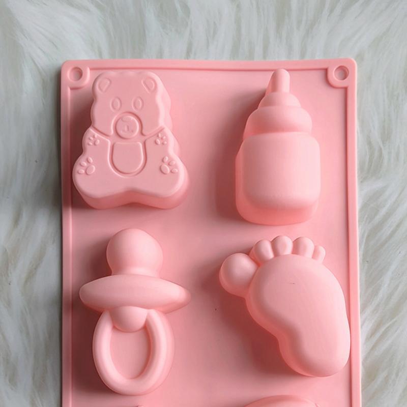 Cute Pacifier Baby Stroller Small Foot Shape Silicone Mold Cake Jelly Diy Chocolate Candy Soap Candle Mold Party Supplies