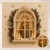 Perlenmalerei Weihnachts-Kunst-Set DIY Heimdekoration Malerei. Szene mit Rundbogenfenster. Winterbaum. Weihnachtsschmuck. elegantes Handwerk.