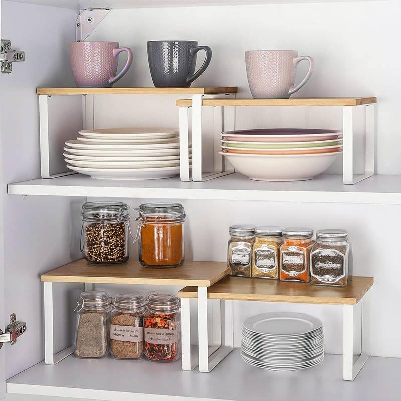 Set Of 2 Ginger Bamboo Shelves White Craft