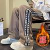 Waffle Pants Men's 2025 Autumn and Winter Velvet High Street Trendy Sweatpants Men's Loose Straight Casual Trousers