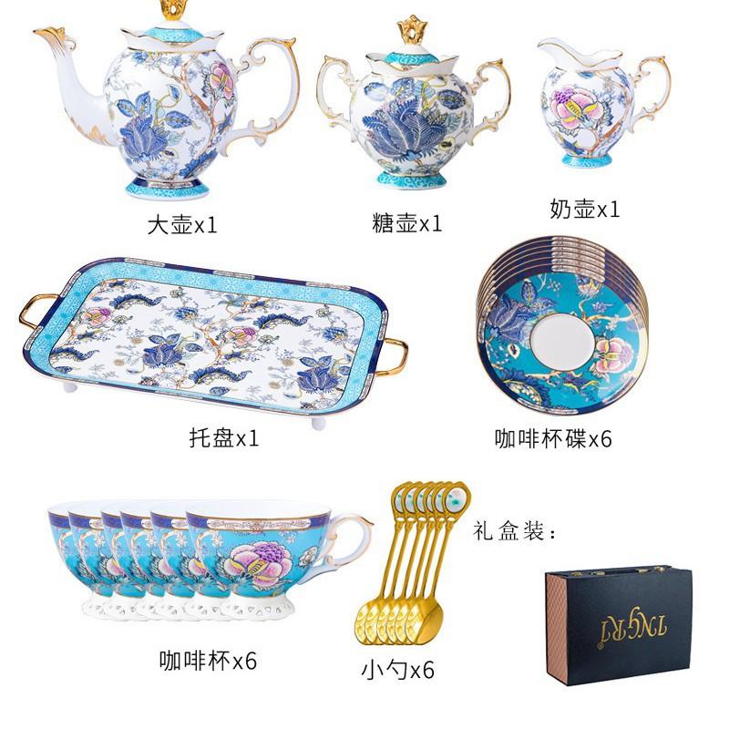 Bone China Water Set Gift Box Light Luxury Coffee Cup Saucer Afternoon Tea Set Household English Flower Tea High-End Exquisite Gift