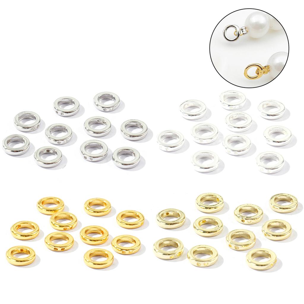 10 PCs Brass End Caps Bead Tip Double Hole Connector Round Rings End Caps For Necklace Bracelet Jewelry Making Accessory 9mm Dia