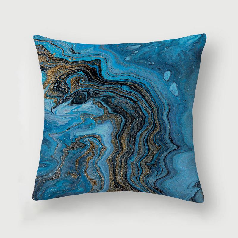 Nordic Blue Marble Polyester Pillowcase Sea Rock Texture Bedside Sofa Chair Throw Pillow Cushion Cover Home Decor Cushion Cover