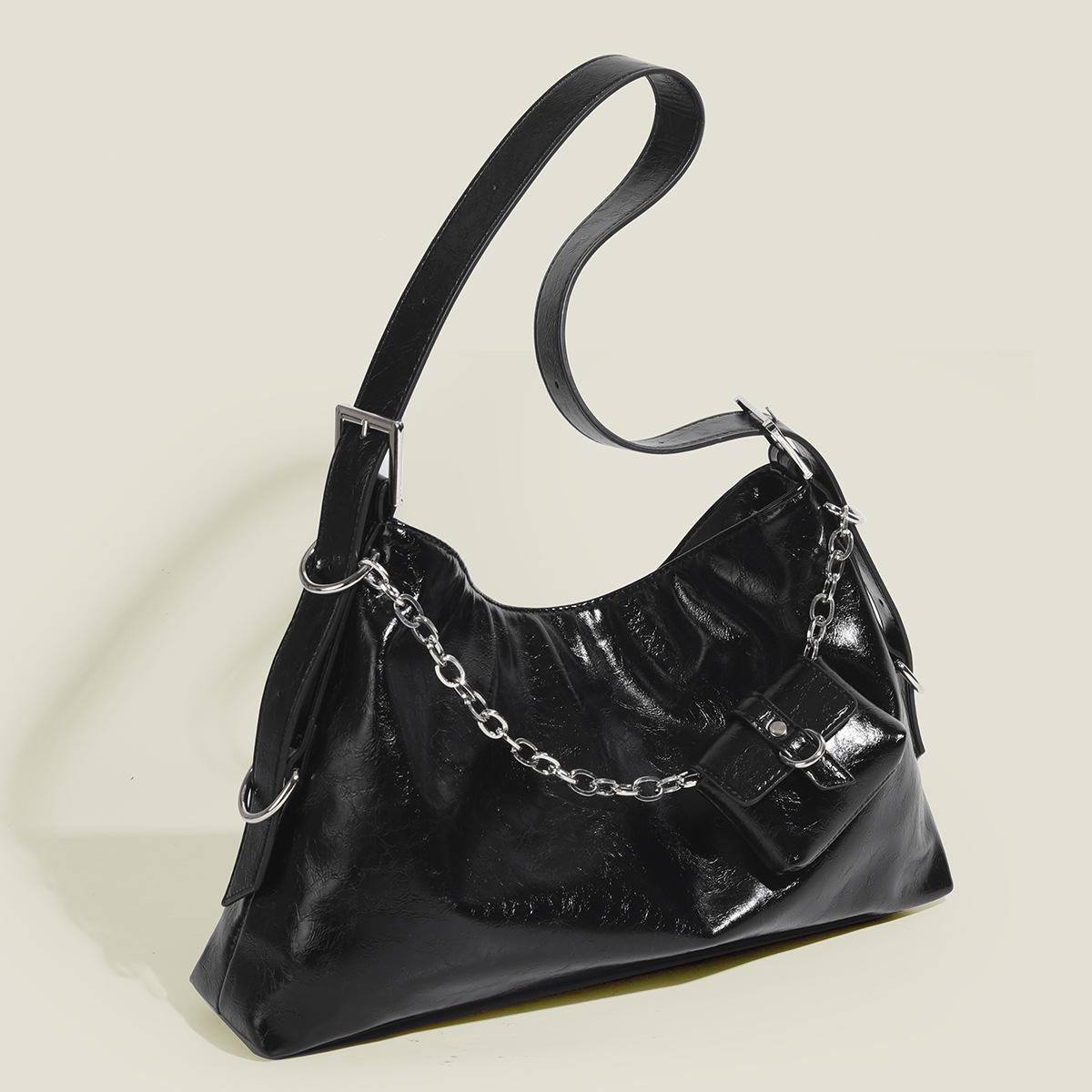 

Y2K Luxury Women s Shoulder Bags Large Capacity Black Leather Chain Crossbody Bag With A Small Wallet Bag For Female