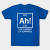 Asiatische Größe Herren Schwarzes T-Shirt mit Aufdruck Ah-The-Element-Of-Surprise No-Cut Print Baumwoll-T-Shirt