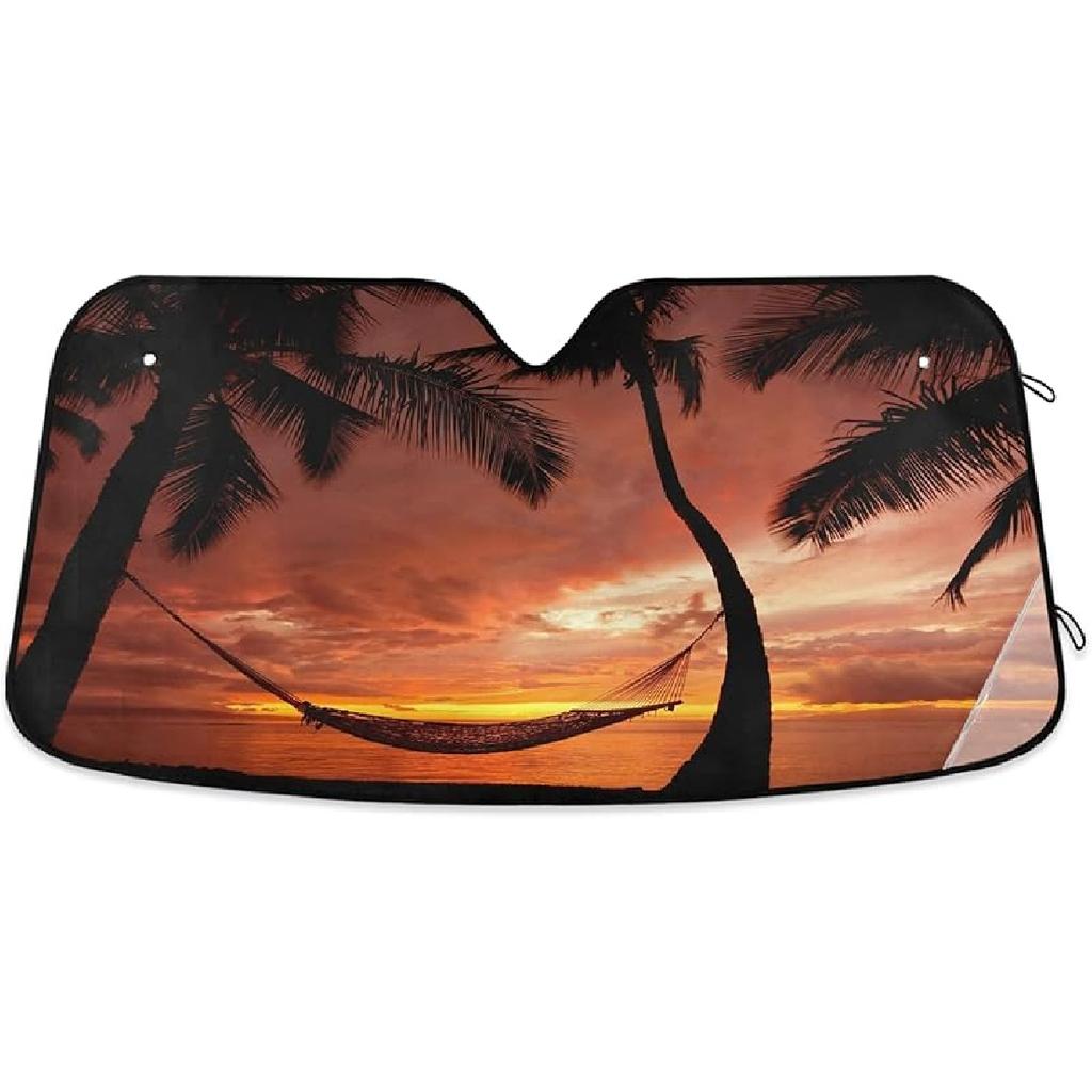 Colorful Paw Car Windshield Sun Shade Fun Animals Cat Dog Gradient Rainbow Footprint Foldable UV Ray Sun Visor Protector Sunshade to Keep Your