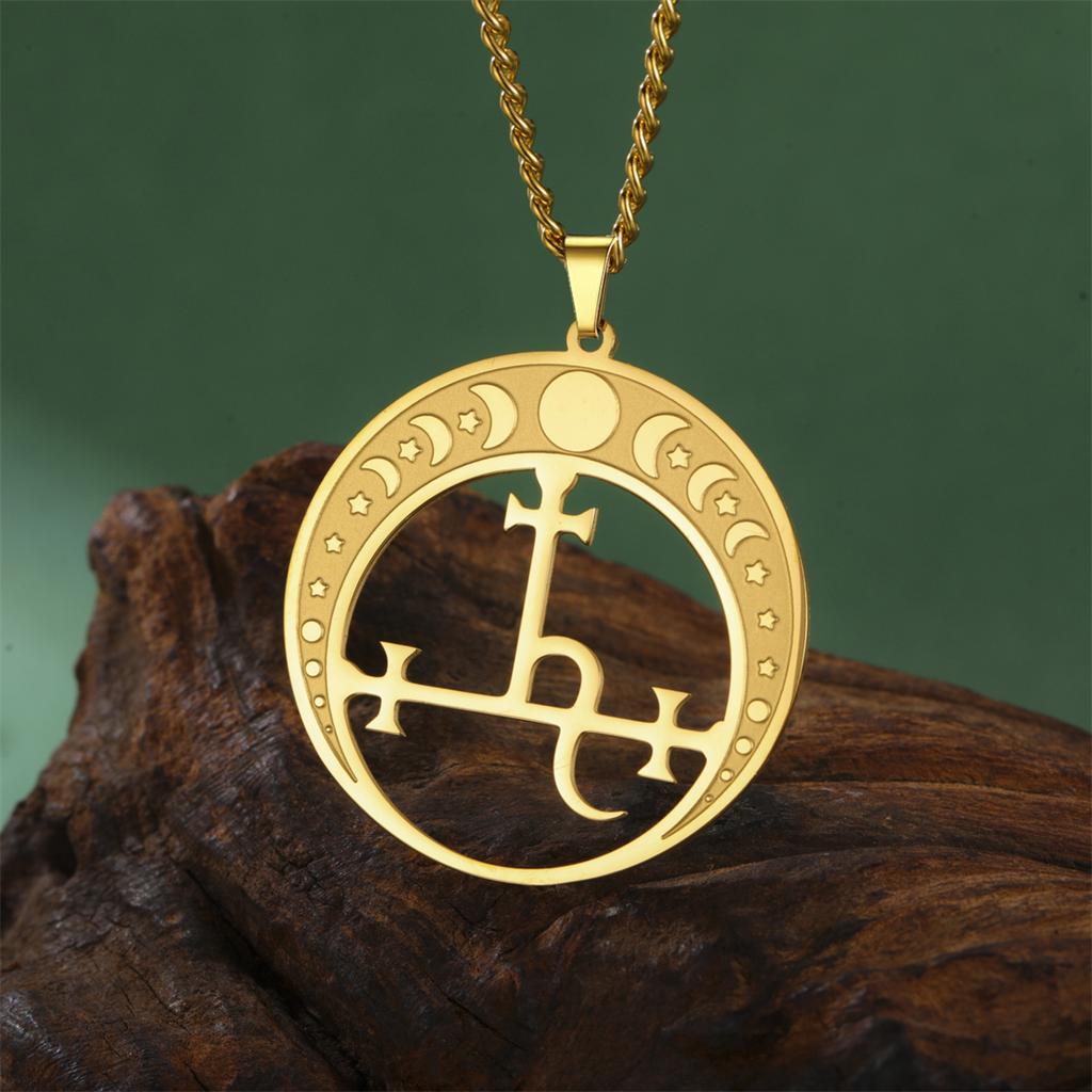 Lilith Démonický Pečeťový Náhrdelník Nerezová Ocel Vintage Satan Šalamounův Symbol Přívěsek Choker Amulet Šperk Dárek