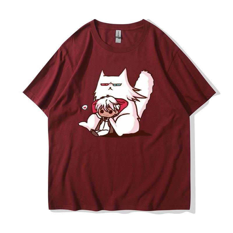 Nové anime kreslené 2D tištěné volné párové tričko kulatý výstřih pánské a dámské unisex trička s krátkým rukávem