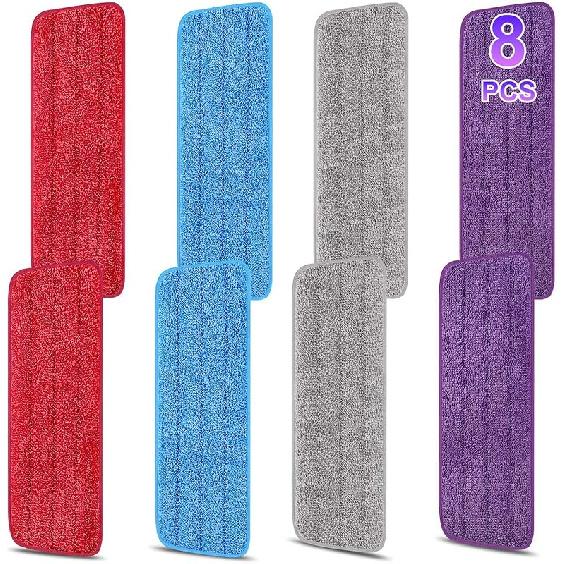 8 Pack 16.5 inch Reusable Mop Pads Microfiber Spray Mop Replacement Heads for Wet/Dry Mops Compatible with Bona Floor Care System