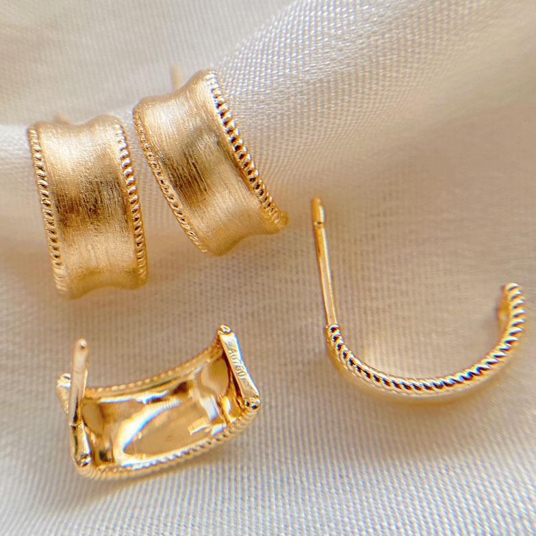 

S925 Sterling Silver Gold-Plated Twisted Edge Dangle Earrings for Women 925 Silver