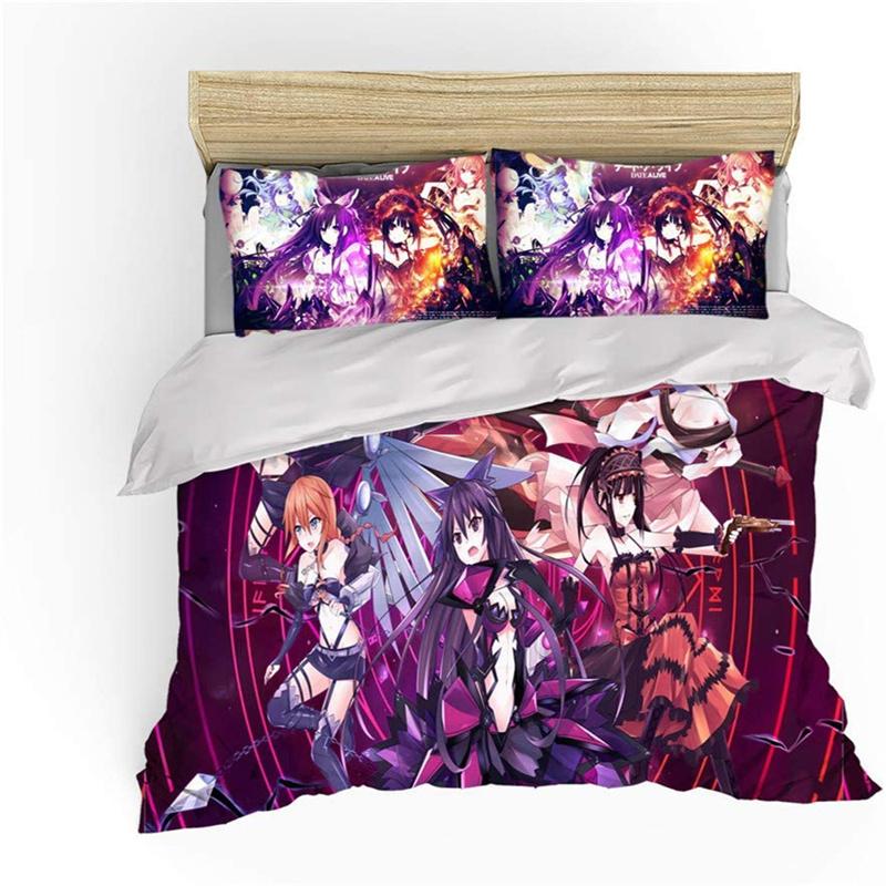3D Print Anime Date A Live Bedding Set Boys Girls Twin Queen King Size Duvet Cover Pillowcase Bed Boys Teen Adults 2/3pcs Tool