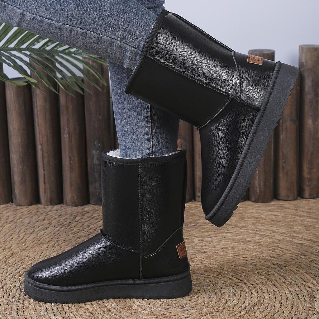 2025 Winter High-Top Snow Boots: Thick-Soled, Cotton-Lined, Fashionable Mid-Calf Design