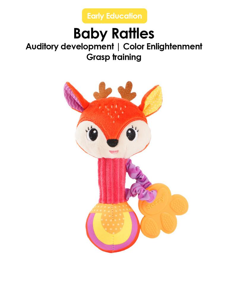 Non-Toxic 1Pcs 0-6 Months Dental Gum Hand Grip Plush Doll Can Bite Practice Grasping Parent Baby Interactive Puzzle Rattle Soothing Toy