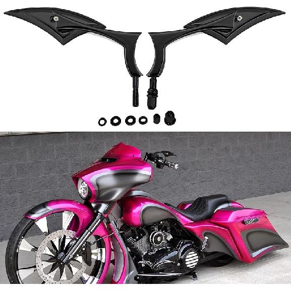 DREAMIZER 3" Motorcycle Vintage Mirrors Round Rear View Mirror 8Mm Black Compatible With Harley Davidson Dyna Bobber Softail Chopper Cruiser Cafe