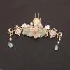 Crystal Flower Tassels Hairpin Headband Set For Girl Women Bride Chinese Style Hanfu Wedding Bridal Hair Accessories Jewelry Pin