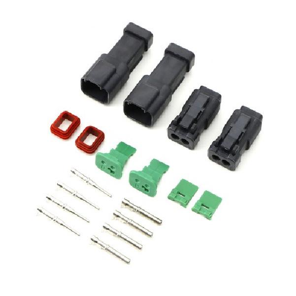 Set 2 Deutsch DTP 2-Pin Waterproof Connector Kit with 12-14 Gauge Solid Contacts
