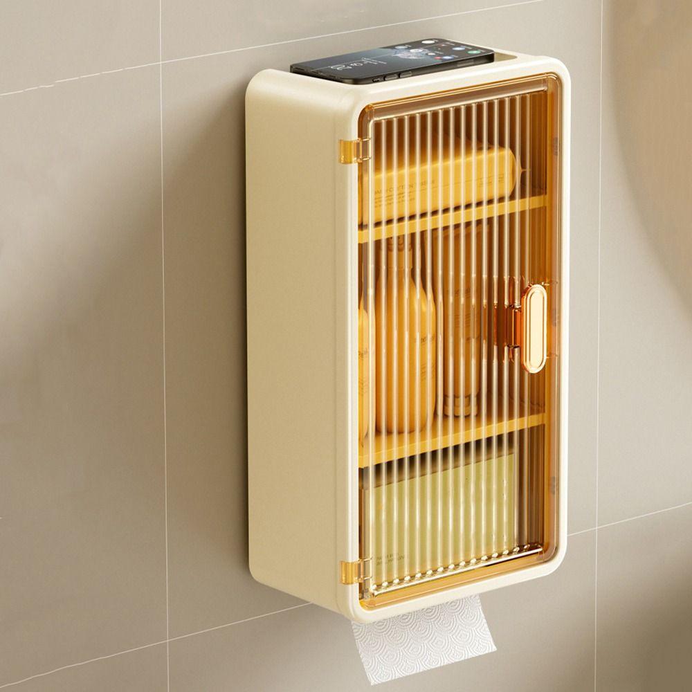 Large Capacity Bathroom Storage Box Wall Mounted Extractable Tissue Box for Home