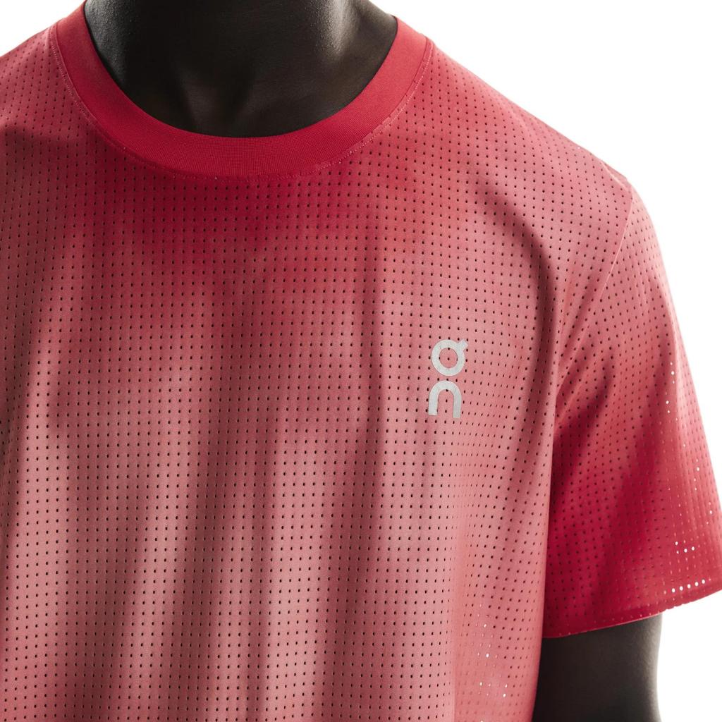 On Pace Mesh Breathable Gradient Versatile Round Neck Pullover Short Sleeve T-Shirt Men Tops Red 1MF10030672