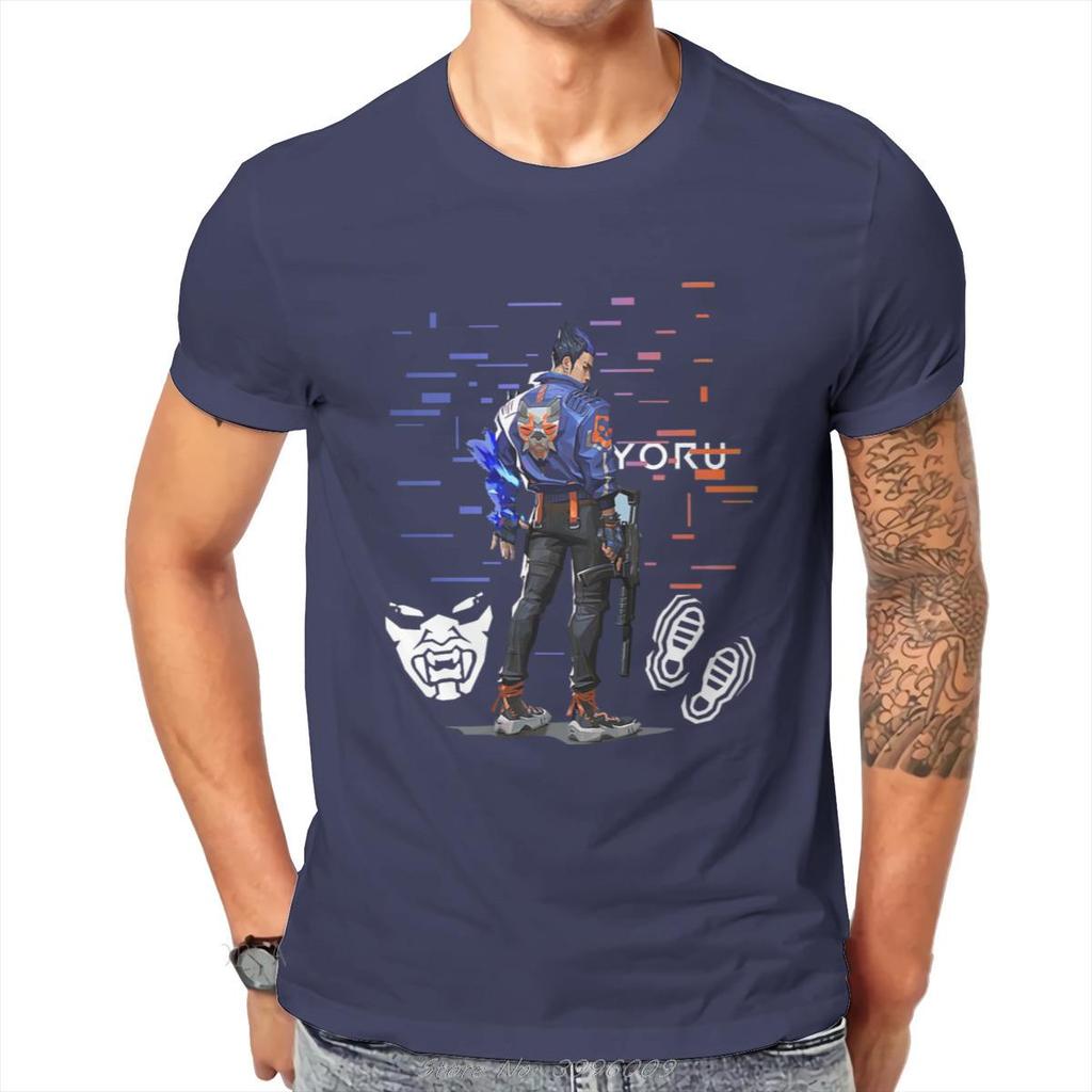VALORANT Gra Yoru Agent T-shirt Moda Vintage Odzież Męska Topy Luźna Bawełniana Koszulka z Okrągłym Dekoltem