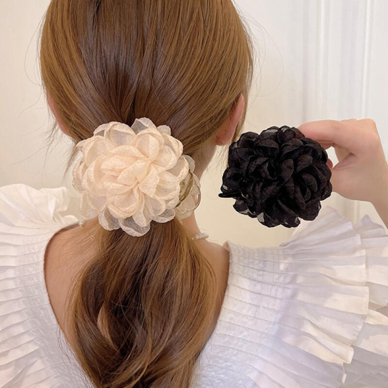 Muribe Lovely Chiffon Flower Point Hair Clip gray