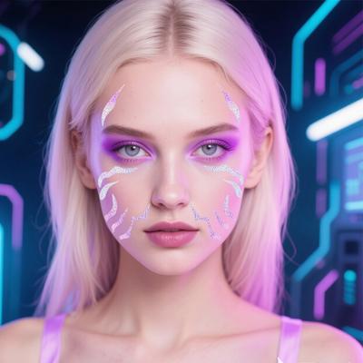 Tatuajes Temporales KPop Laser Glow: Pegatinas Impermeables de Cuerpo Completo para Cosplay, Calcomanías Faciales para Fiesta