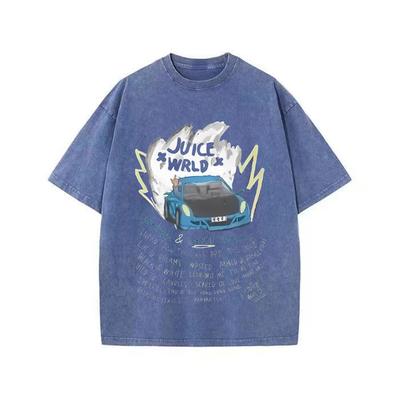 Retro vyprané vintage tričko s kapucňou, mužský a ženský rapper Juice Wrld