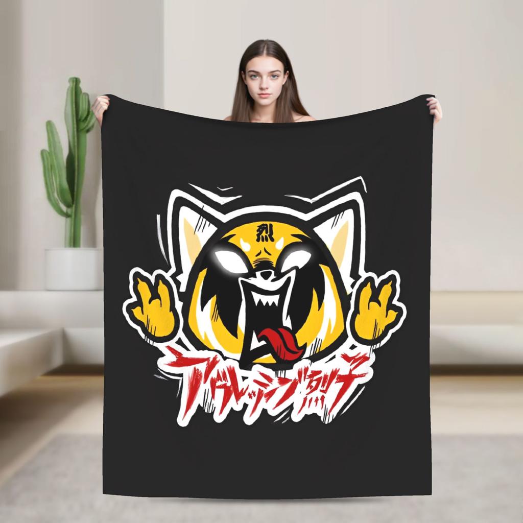 Cartoon Cute Aggretsuko Graffiti  Blanket Quality Warm Soft  Bedding Throws Winter Picnic Couch Chair Sofa Bed Graphic Bedspread