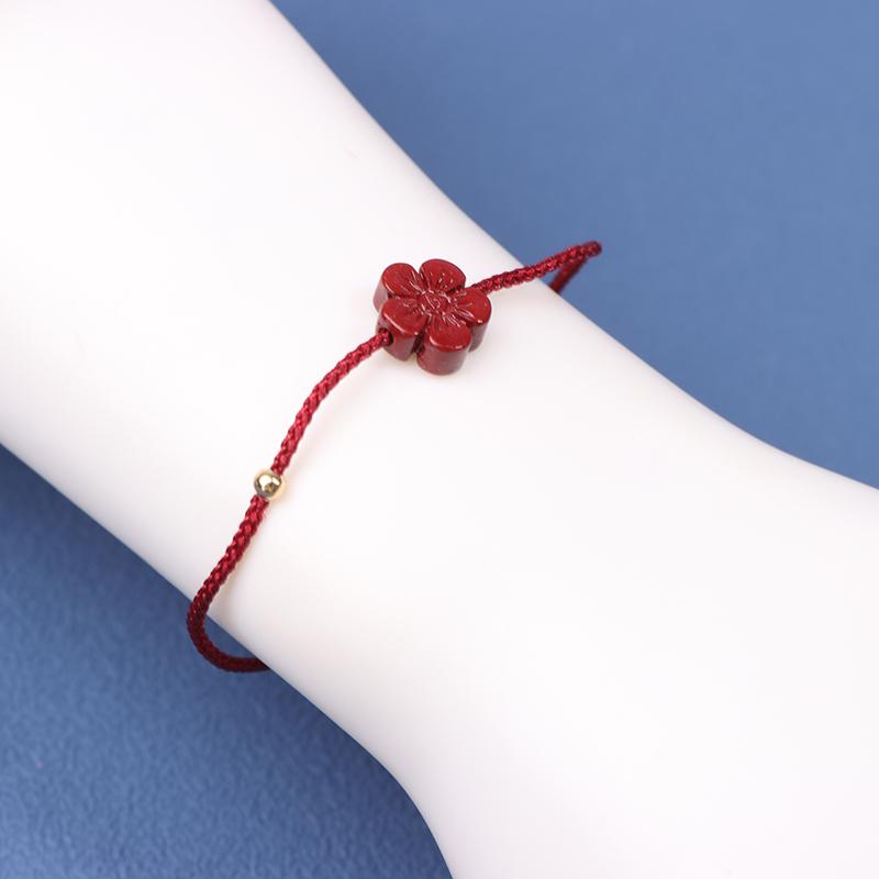 Hand Woven Purple Cinnabar Lucky Handmade Bracelet Bangles Red Rope Size Adjustable