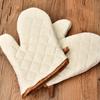 Small Pure Cotton Heat-Resistant Oven Gloves - Thick, White Insulated Baking Mitts