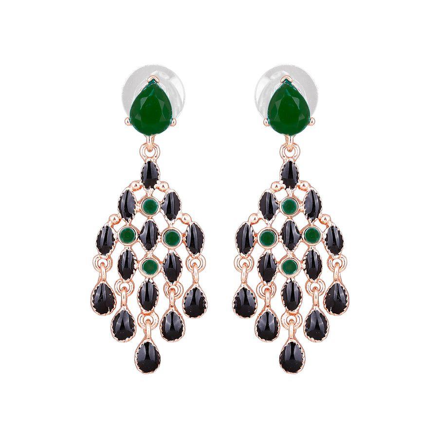 Gift Black and Green Fashion Estele Chandelier Earrings for Women
