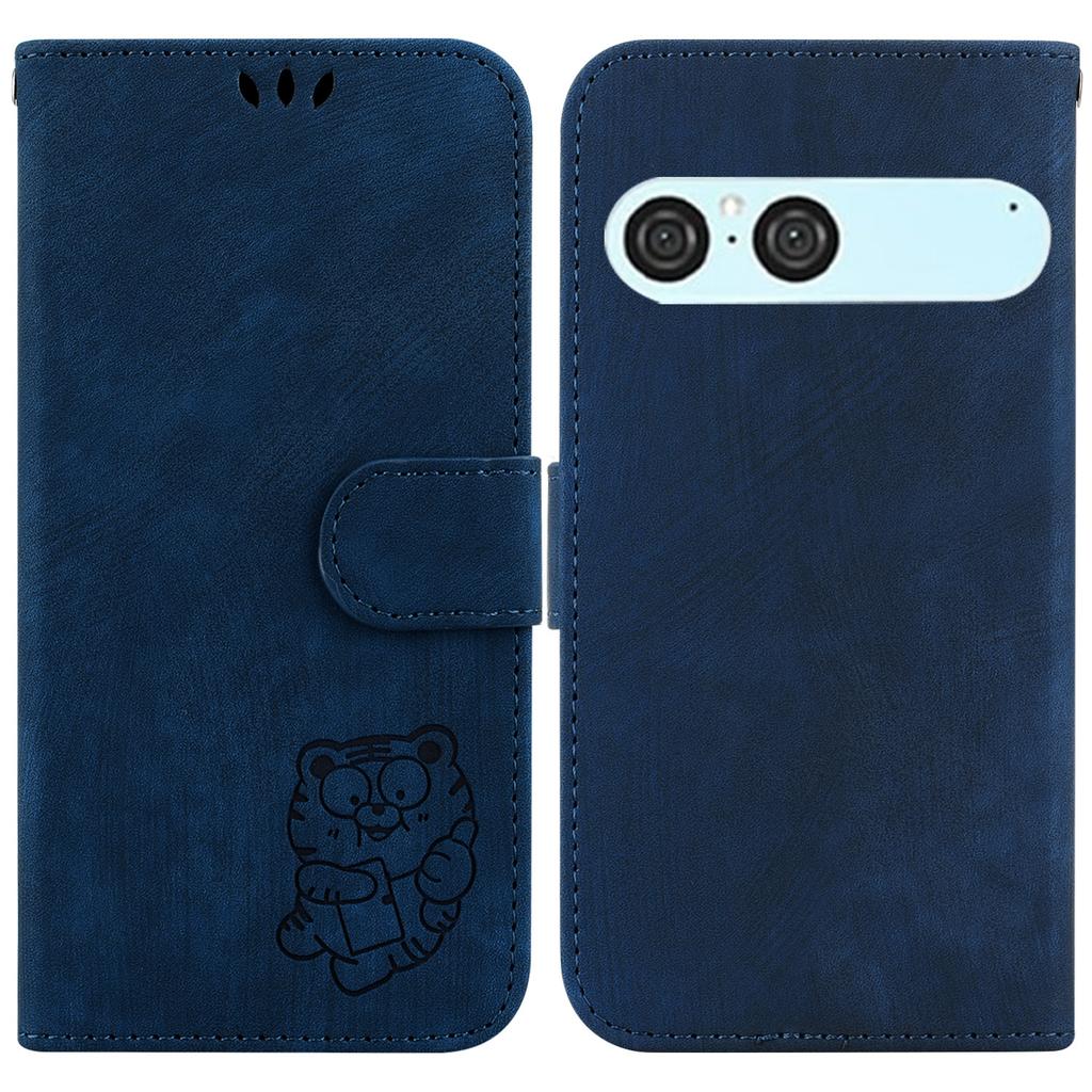 For Sony Xperia 10 VII Wallet Case Tiger Imprint Leather Shockproof Phone Cover with Wrist Strap