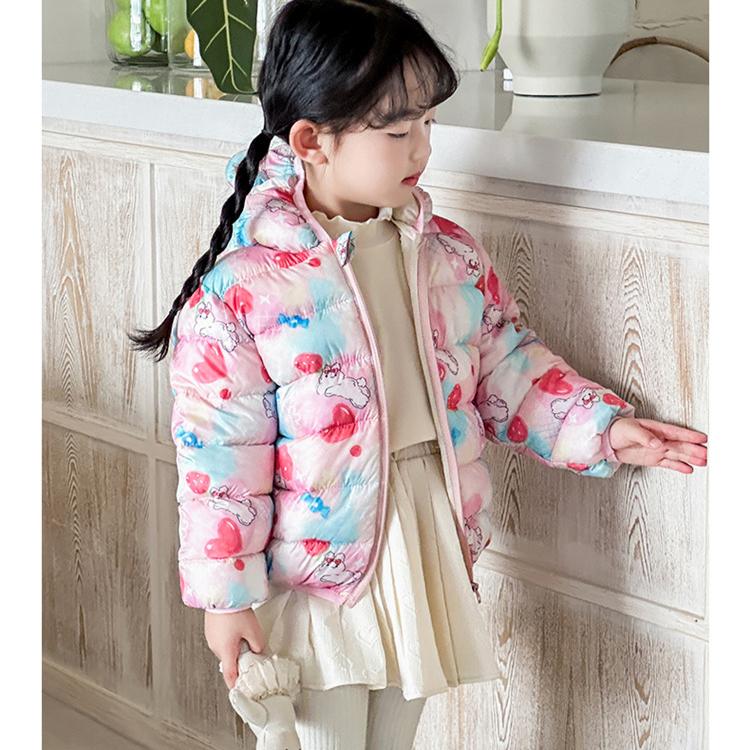 autumn cute Flower print coats Girls' warm cotton-padded children's clothes fashion style blue winter baby girl thickened short cotton-padded jacket