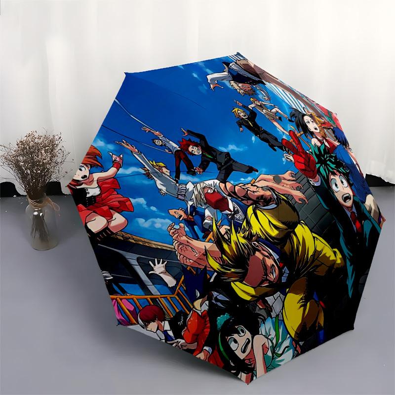 1pc My Hero Academia Automatic Folding Umbrella, Portable 3-Fold Design with 8-Bone Iron Frame, Outdoor for Fans, Travelers, Daily Use, Gift Idea.T065