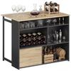 Masă Înaltă Extensibilă cu Blat Rabatabil, Masă Înaltă de Bucătărie, 1 Dulap și 4 Compartimente Deschise, 116x79.6x90.5cm, Negru