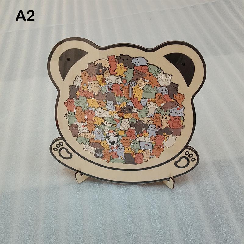 Dog Bear Shaped Puzzle With Animal Shards Wooden Jigsaw Puzzle Unique Irregular Animal Decorations Collectible Gift Challenging
