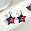 American USA Flag Earrings for Women Patriotic Red White Blue Cubic Zircon Dangle Drop Earrings, 4th of July Independence Day
