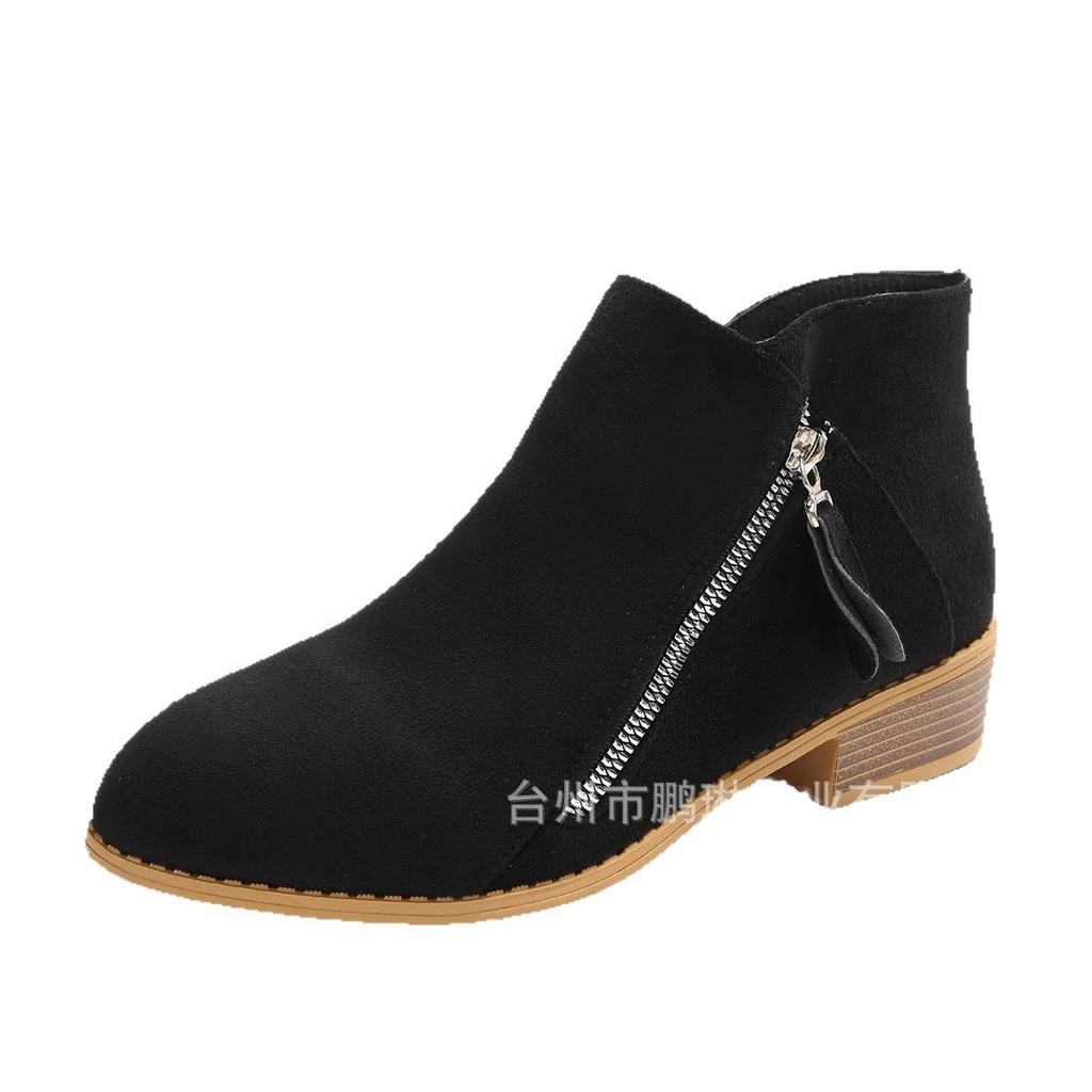 New autumn and winter women's and ankle boots suede heel side zipper large size Martin boots