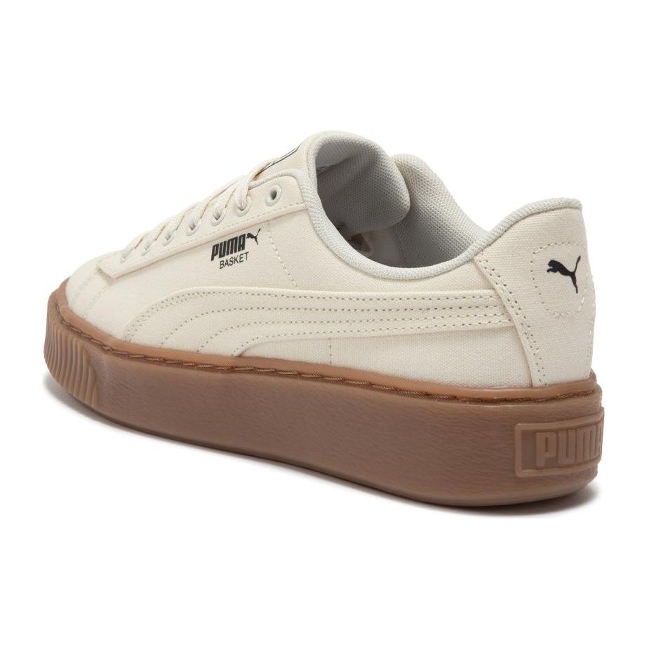 PUMA Women's Beige Basket Platform Canvas Low Top Sneakers 399251-02