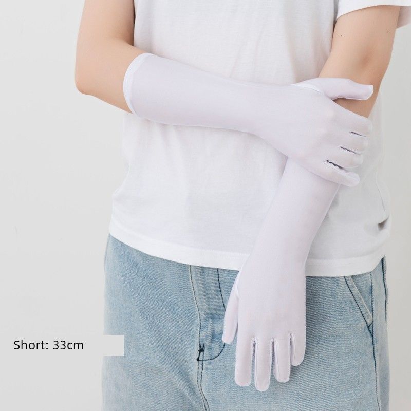 

Women s Summer Sun Protection Etiquette Gloves Black and White Mid-Length UV Protection Driving Breathable Long Sleeve Stretch Fit Dance Performance Long 33cm white 2 pairs One size