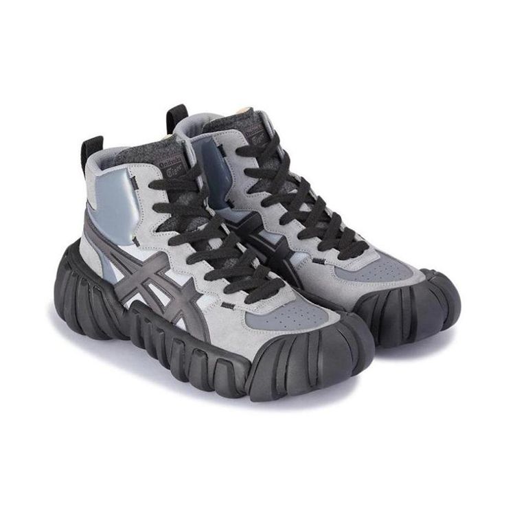 Onitsuka Tiger Dentigre Ll Fabric Trendy Casual Shock Absorption Slip Resistant Wear Resistant High Top Skate Shoes Men sneaker Gray Black 1183A796-T3