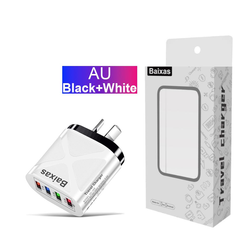 Multi-Port 4 USB Fast Charger 5V/2.4A - AU/EU/UK/US Plug