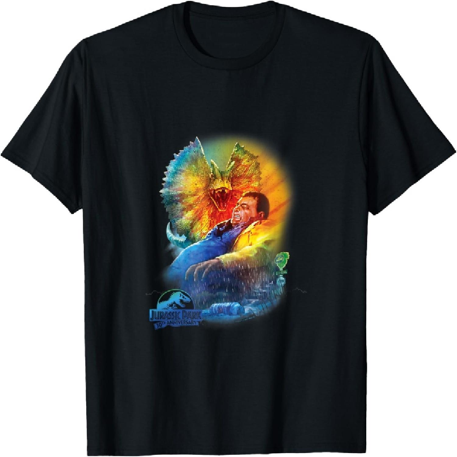 Jurassic Park 30th Anniversary Dilophosaurus T-Shirt - Unisex Kids - Black - Short Sleeve - Classic Fit - Cotton_Polyester Blend XXXXXL разноцветный