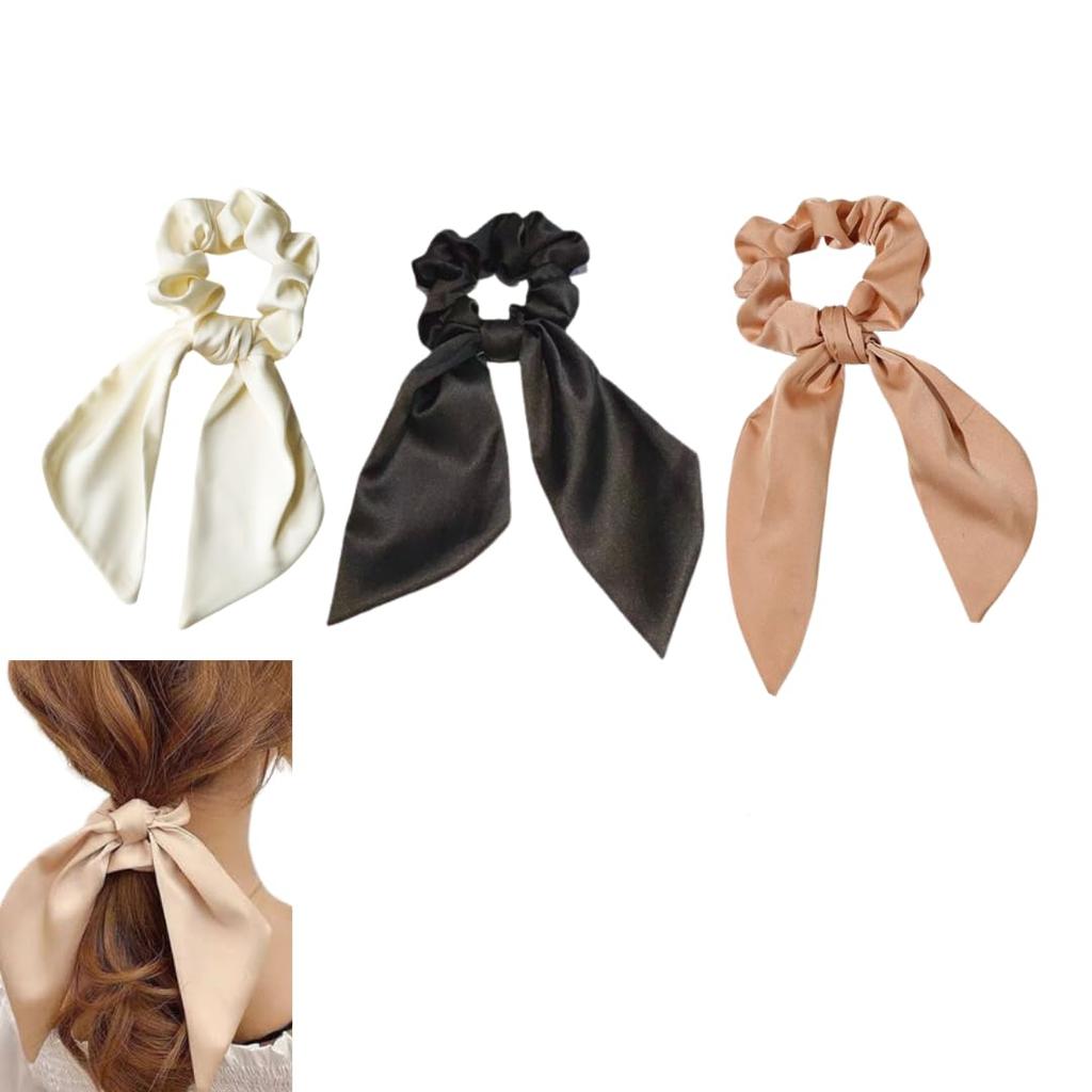 Scrunchie Ribbon Hair Stylish Hair Tie for Large Hair Ribbon Hair Ribbon Scrunchie Hair Ornament Tie, Adults, Accessory, Accessory, Women's (Beige,