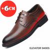 Fashion Men Flat / 6CM Heightening Elevator Shoes Hollow Breathable Business Formal Leather Shoes Man British Dress Casual Wedding Shoes