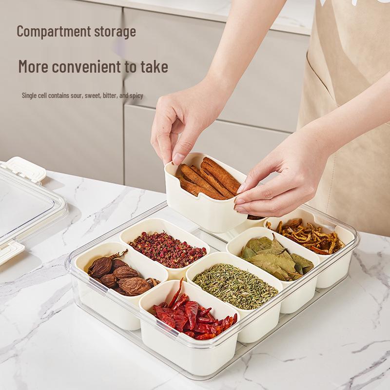 Octagonal Spice Storage Jar with Lid - Food-Grade Plastic, Compartmentalized for Home Use