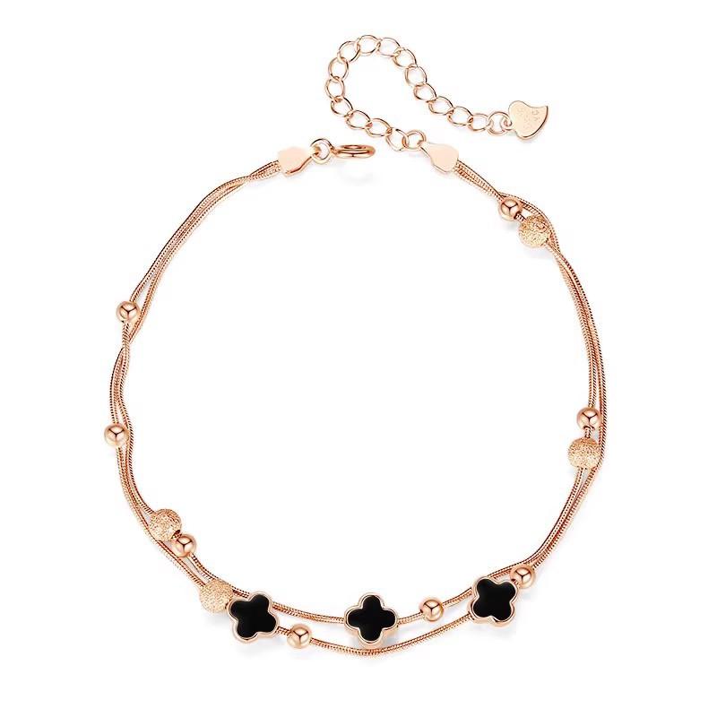 Four-Leaf Clover Anklet Female New Tide Sexy Senior Sense Of Foot Chain Tanabata Gift To Girlfriend