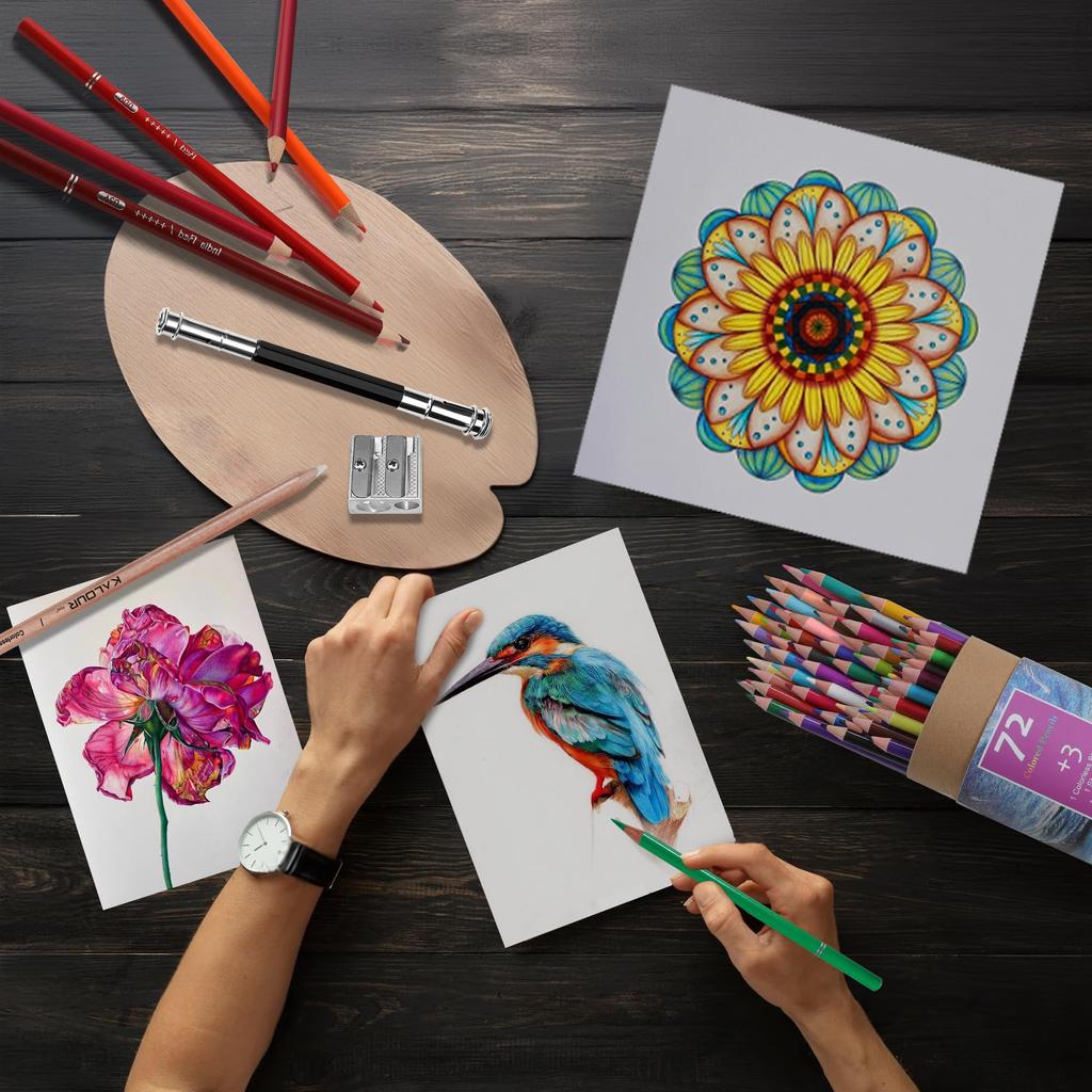HIFORNY Sada barevných tužek pro 72 barevných tužek s umělecky měkkou, živou pro a děti 75 kusů Dospělí, Příslušenství, Jádro, Barvy, Dospělí, Začátečníci,